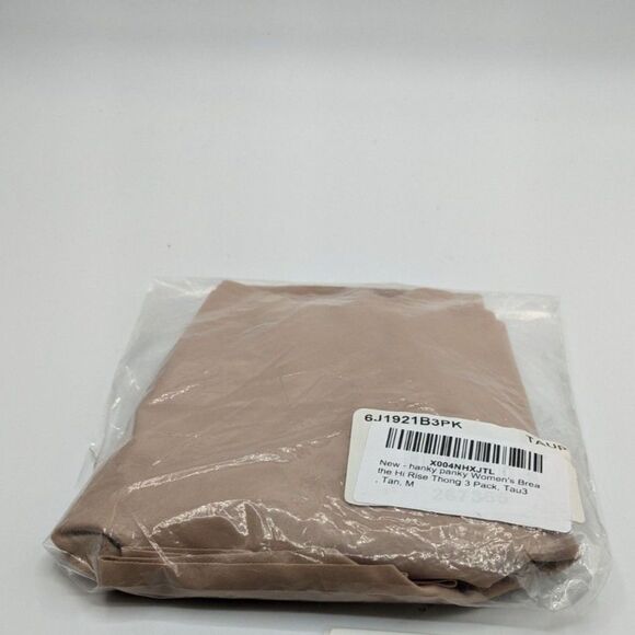 Hanky Panky Women's Breathe Hi Rise Thong 3 Pack, Tau3, Tan, M - New - Picture 4 of 5